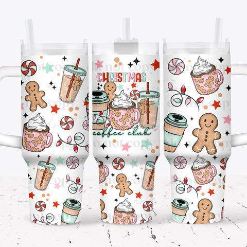 40oz UV DTF Wrap - Full Top & Bottom - Christmas Coffee Club