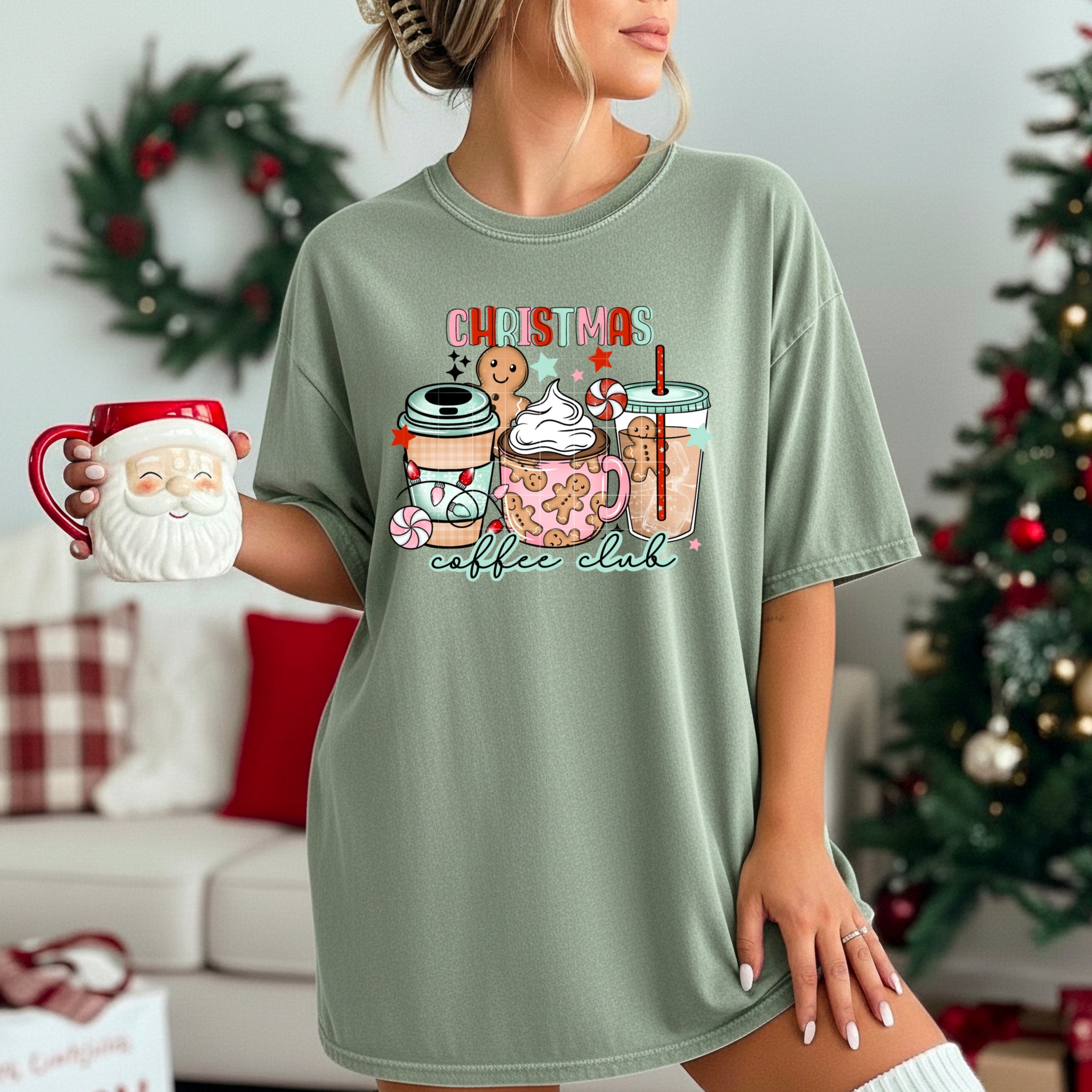 DTF Full Color TShirt Transfer - Christmas Coffee Club