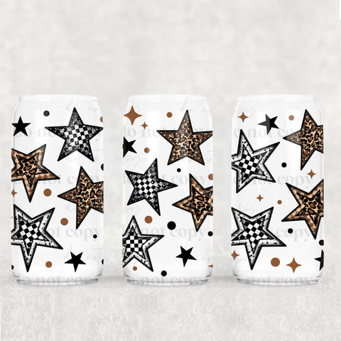 16oz UV DTF Wrap - Check Leopard Stars