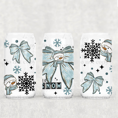 16oz UV DTF Wrap - Let It Snow Blue Bow