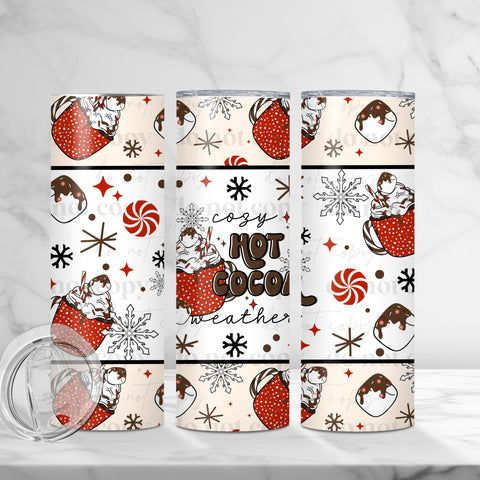 Skinny Tumbler Sublimation Wrap - Cozy Weather Hot Cocoa