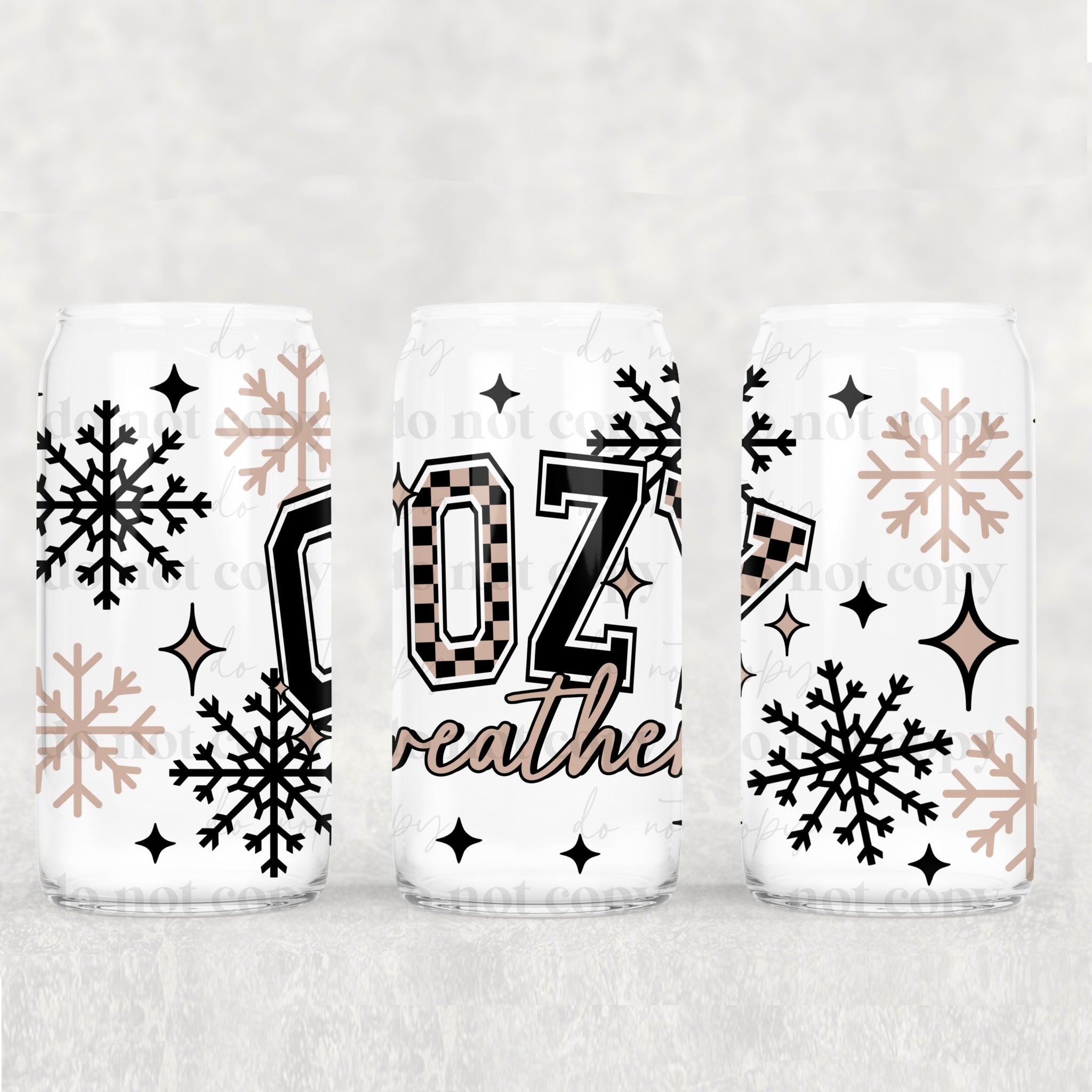 16oz UV DTF Wrap - Cozy Weather Check Neutral Letters