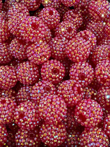 20mm Acrylic Rhinestone Beads - Raspberry