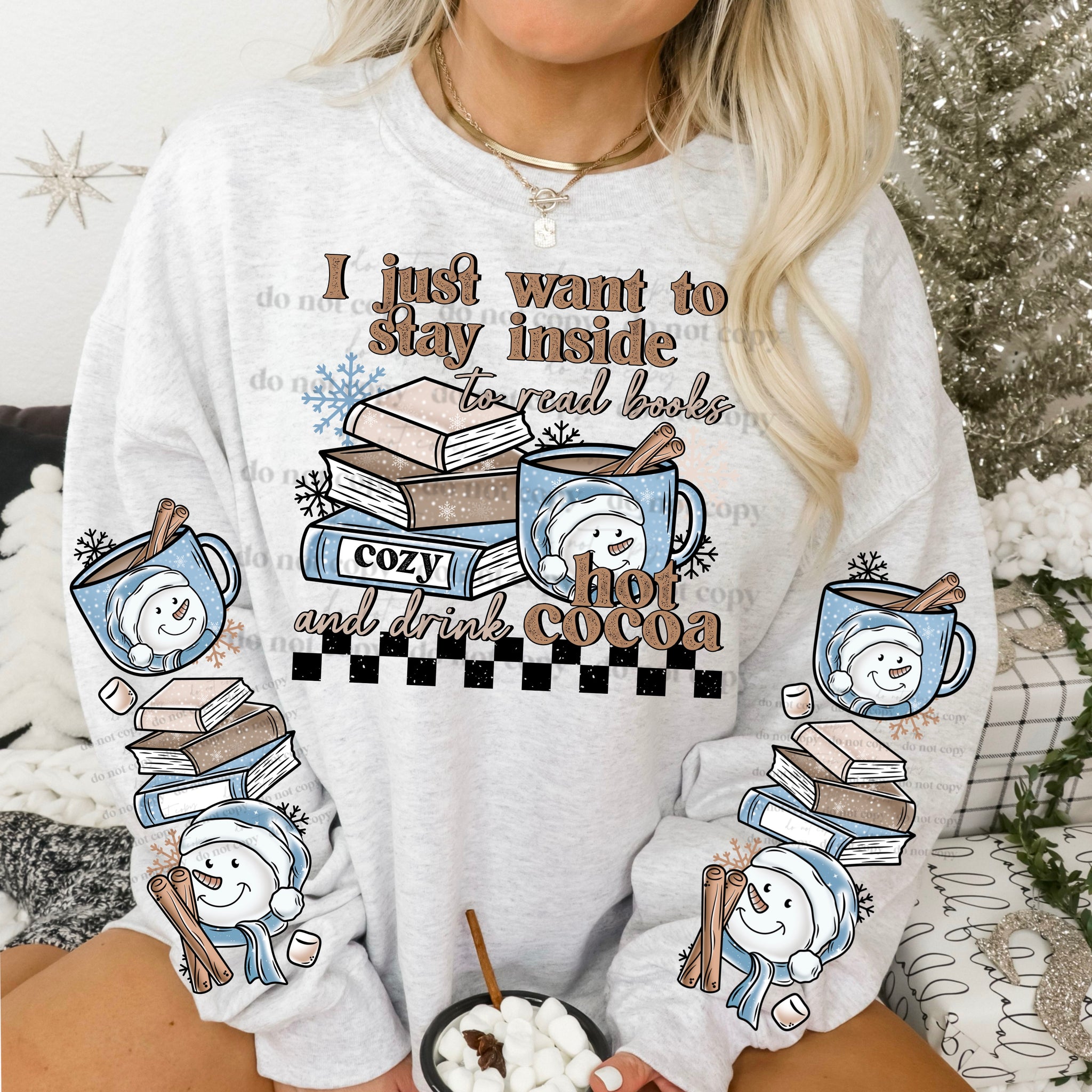 DTF Full Color TShirt Transfer - I Just Want To Stay Inside To Read Books - FREE SLEEVES