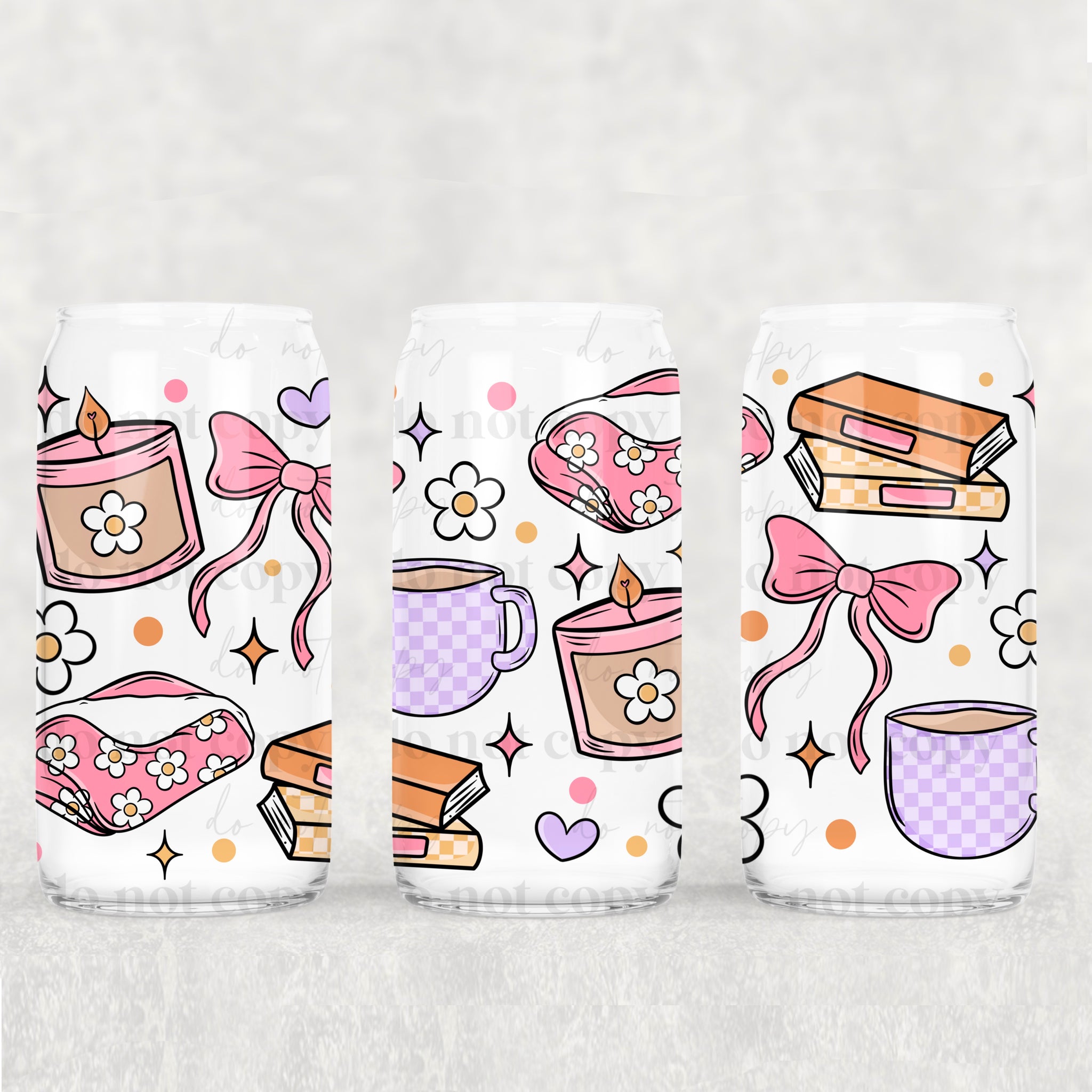 16oz UV DTF Wrap - Books Candles and Coffee