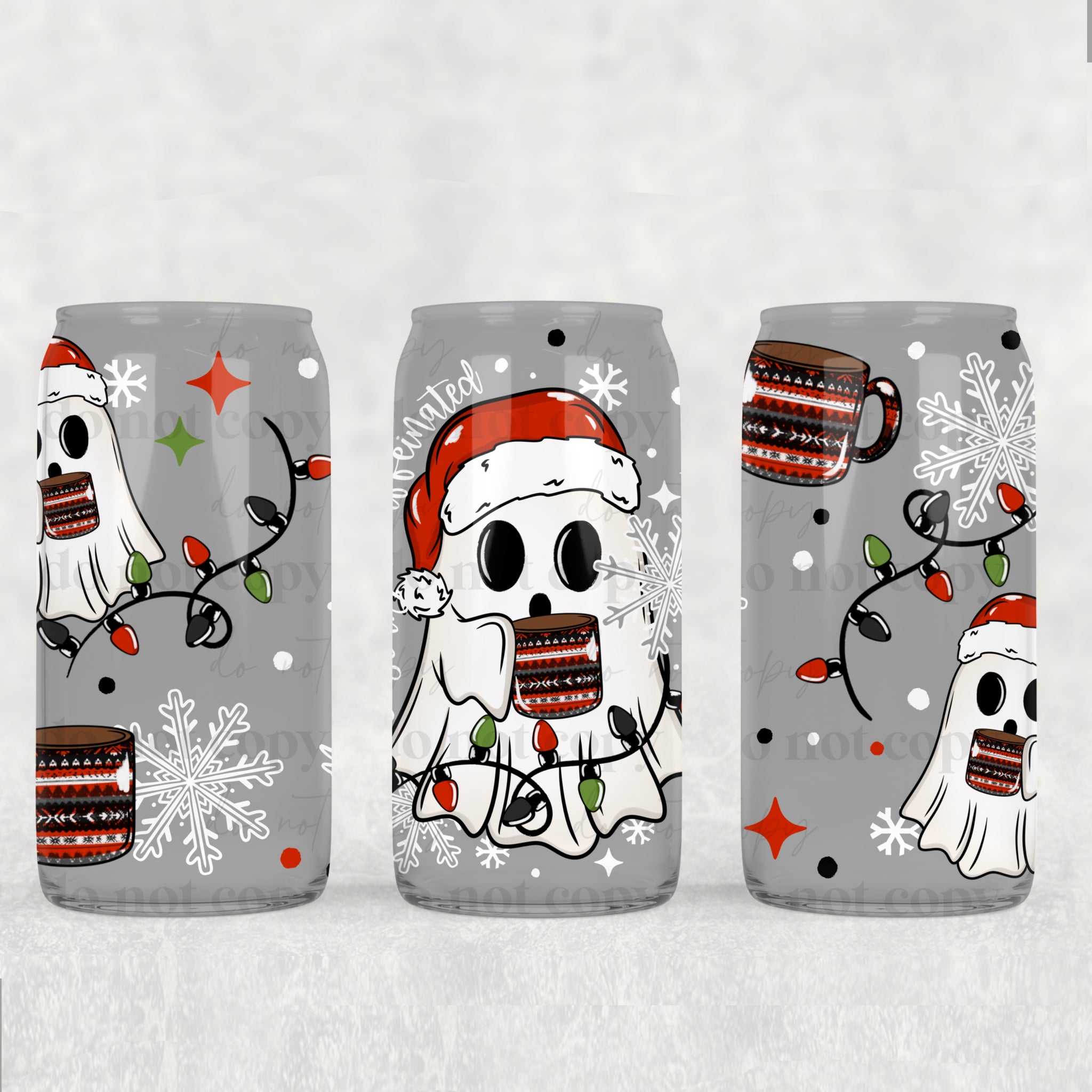 16oz UV DTF Wrap - Christmas Ghostie with Mug