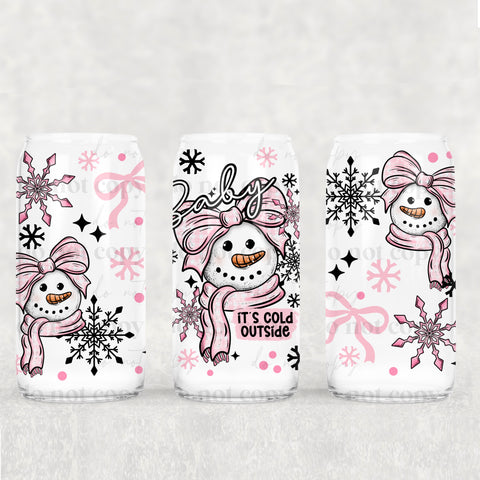 16oz UV DTF Wrap - Baby It's Cold Outside - Pink