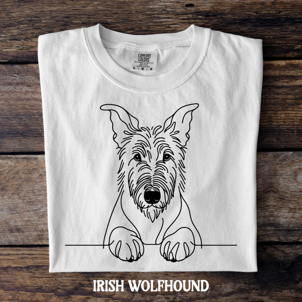 DTF Full Color TShirt Transfer - Simple Sketch Dog - You Choose Color & Breed!
