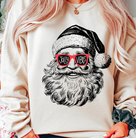 DTF Full Color TShirt Transfer - Jolly Vibes Santa Glasses
