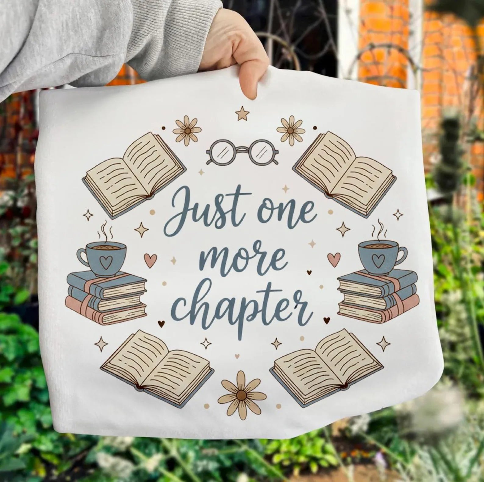 DTF Full Color TShirt Transfer - Just One More Chapter Blue Books Circle