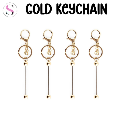 Gold Metallic Beadable Keychain