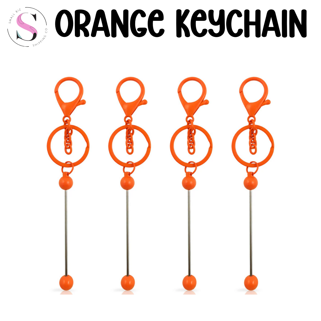 Orange Metal Beadable Keychain