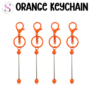 Orange Metal Beadable Keychain