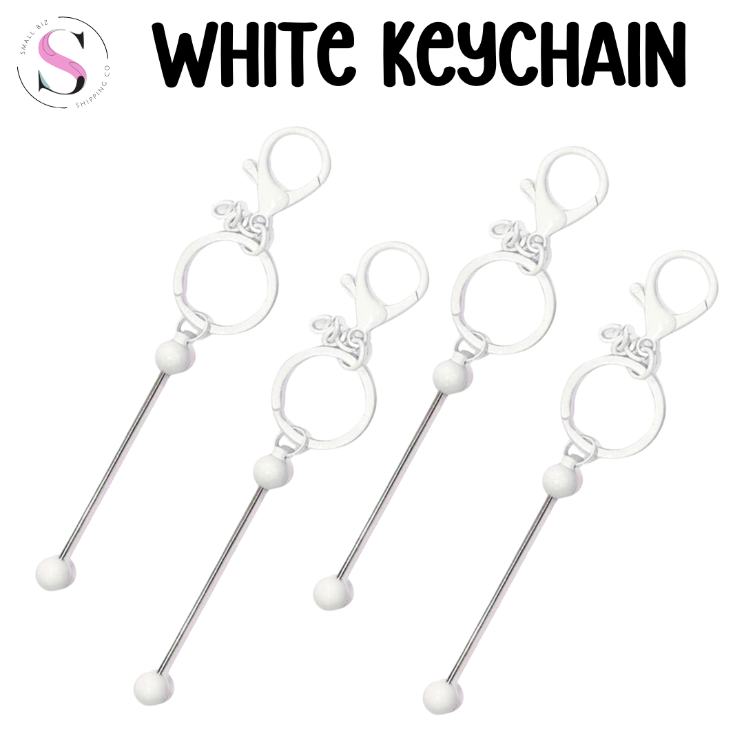 White Metal Beadable Keychain