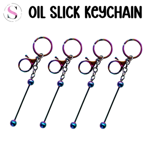 Oil Slick Metallic Beadable Keychain