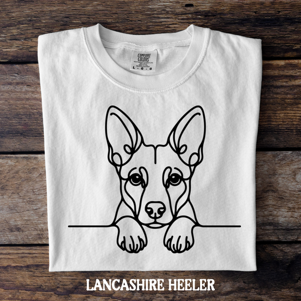 DTF Full Color TShirt Transfer - Simple Sketch Dog - You Choose Color & Breed!