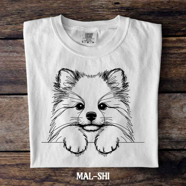 DTF Full Color TShirt Transfer - Simple Sketch Dog - You Choose Color & Breed!