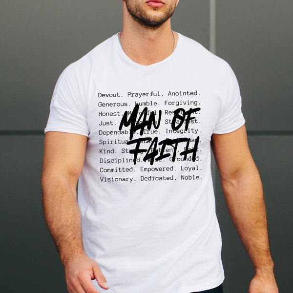DTF Full Color TShirt Transfer - Man of Faith - (Black or White)
