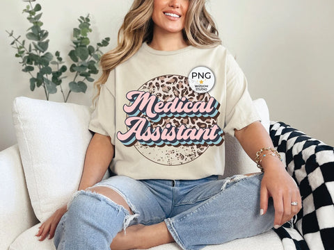 DTF Full Color Transfer - Medical Assistant Leopard Circle