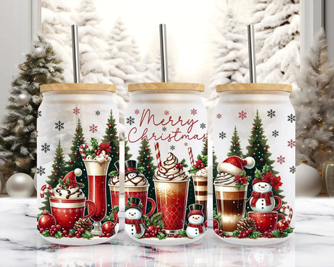 16oz UV DTF Wrap - Merry Christmas Red Coffee