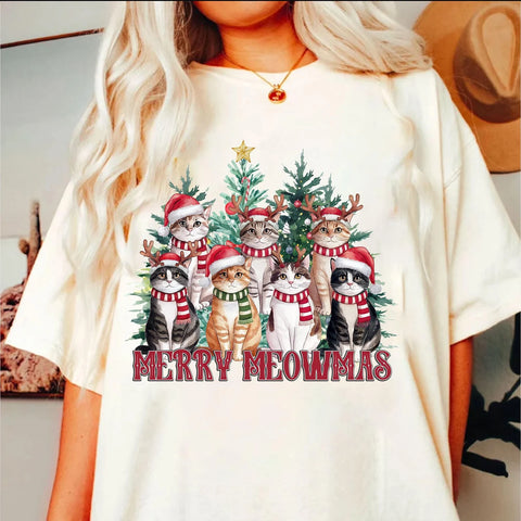 DTF Full Color TShirt Transfer - Merry Meowmas