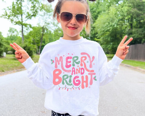 DTF Full Color TShirt Transfer - Merry and Bright Pinks Orange