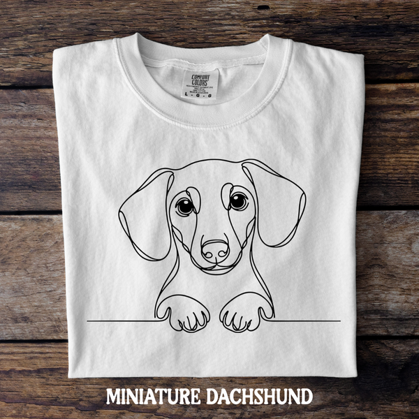 DTF Full Color TShirt Transfer - Simple Sketch Dog - You Choose Color & Breed!
