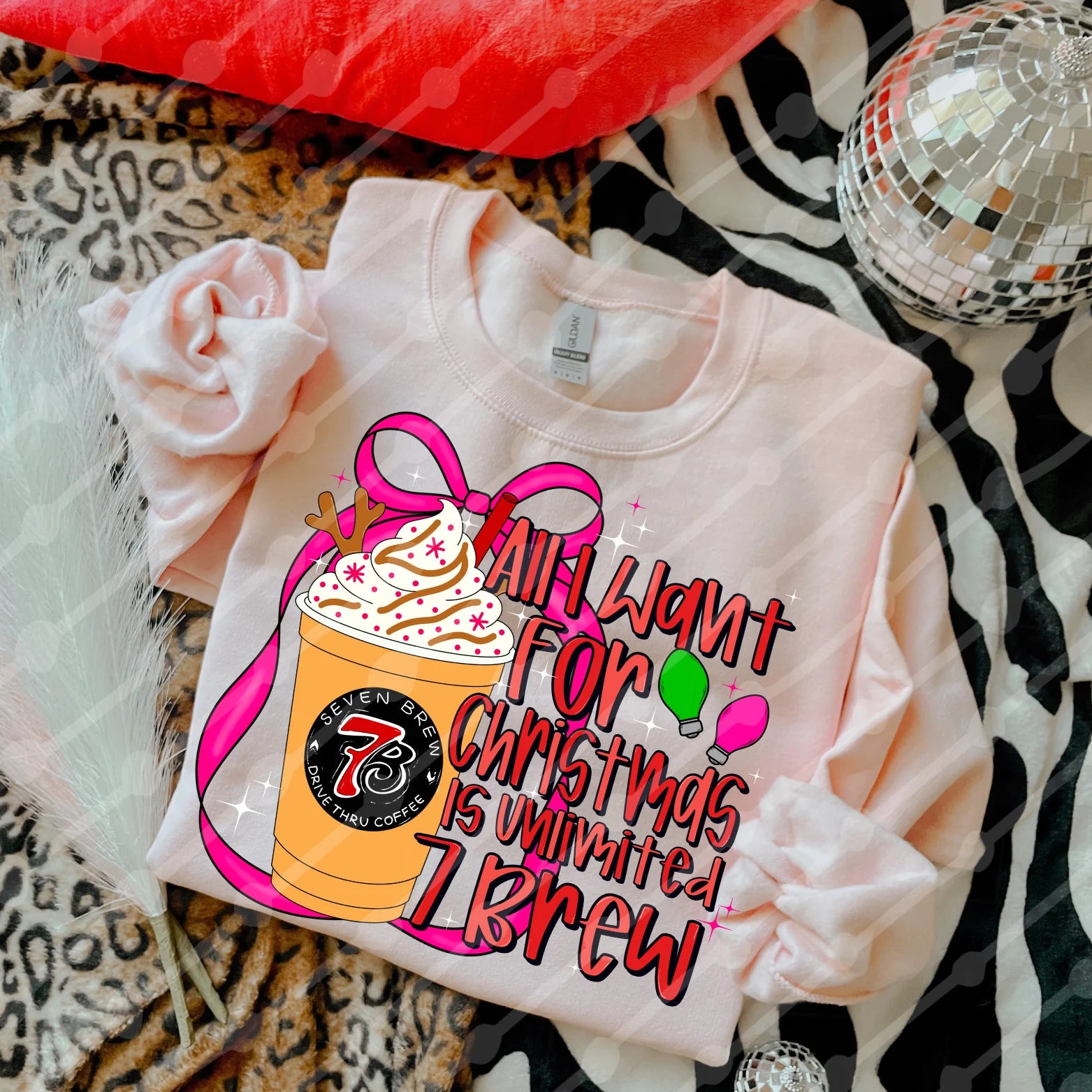 DTF Full Color TShirt Transfer - All I Want For Christmas Is 7 B