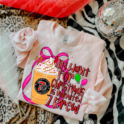 DTF Full Color TShirt Transfer - All I Want For Christmas Is 7 B