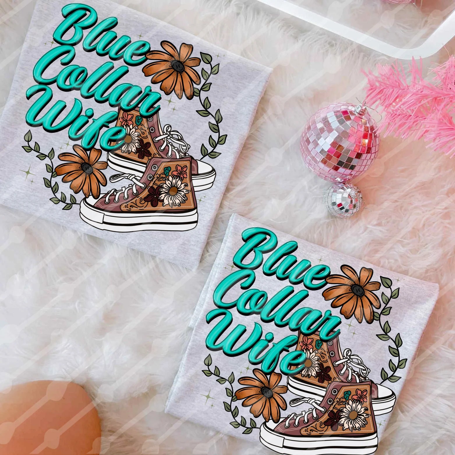 DTF Full Color TShirt Transfer - Blue Collar Wife