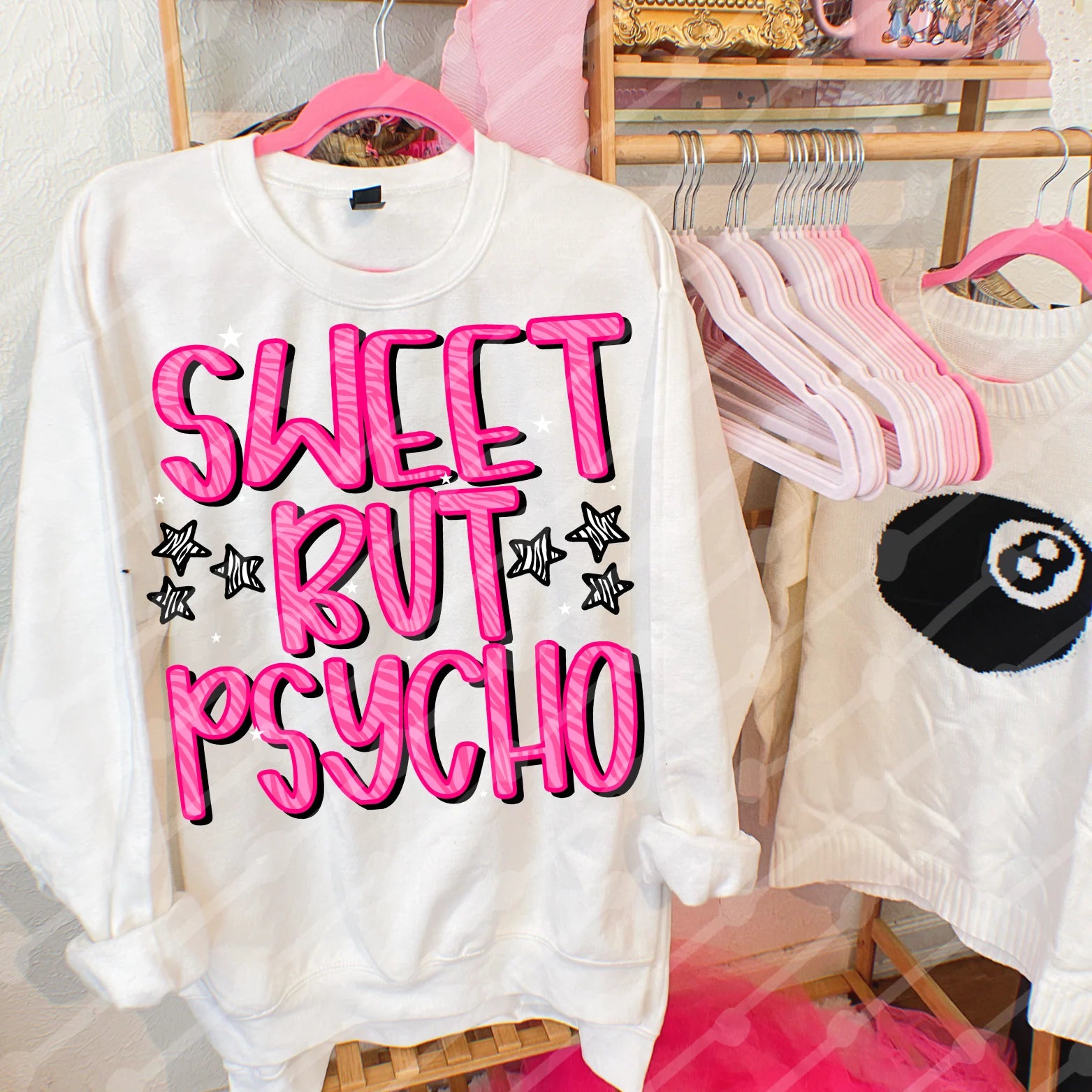 DTF Full Color TShirt Transfer - Sweet But Psycho Hot Pink