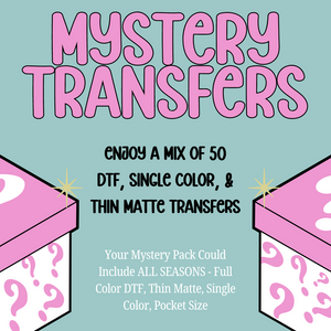 50 Count MYSTERY PACK - Single Color, Thin Matte, & DTF Transfers