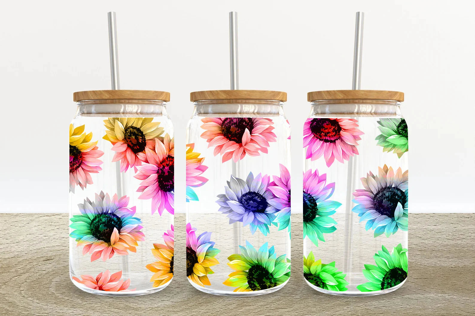 16oz UV DTF Wrap - Neon Sunflowers