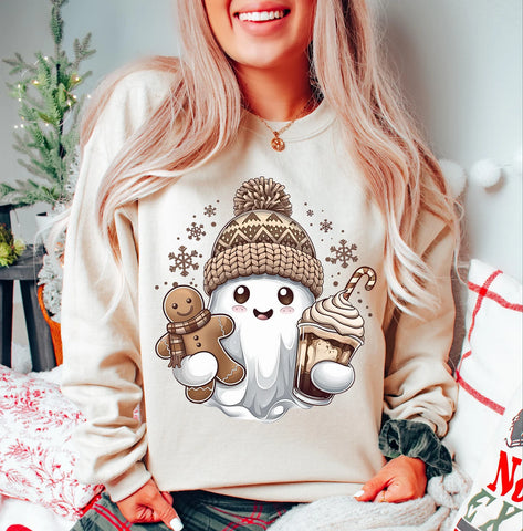 DTF Full Color TShirt Transfer - Neutral Christmas Ghost