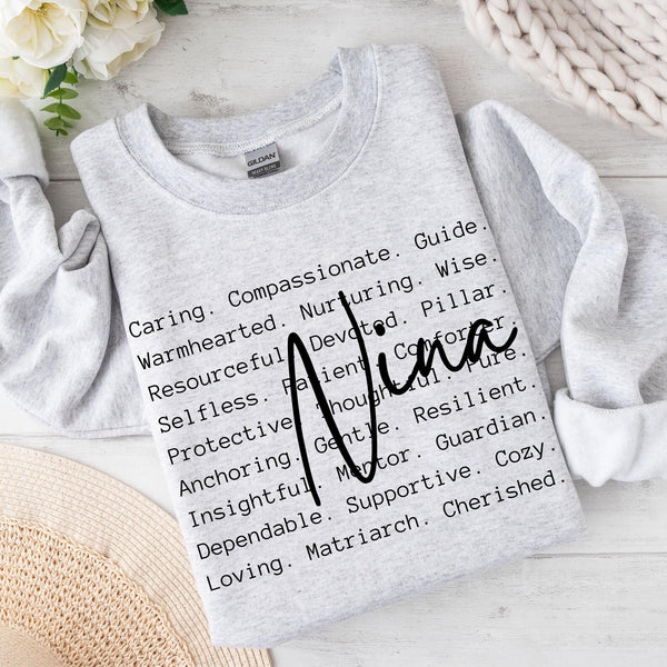 DTF Full Color TShirt Transfer - Nina - (Black or White)