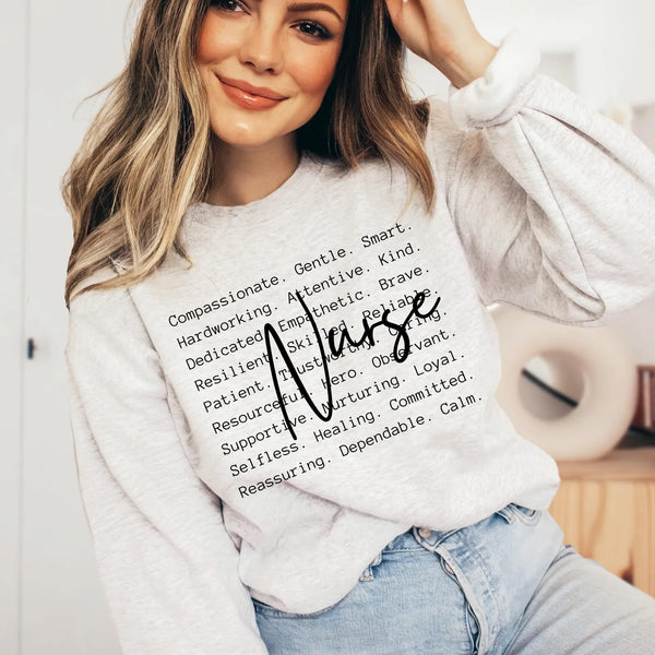 DTF Full Color TShirt Transfer - Nurse - (Black or White)