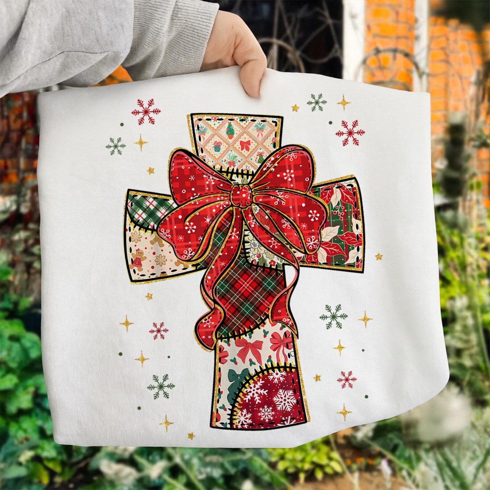 DTF Full Color TShirt Transfer - Patchwork Cross