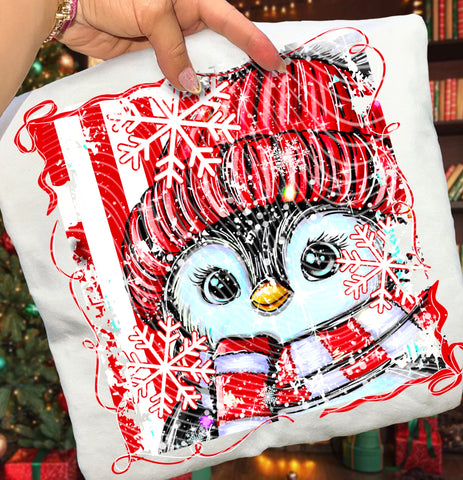 DTF Full Color TShirt Transfer - Striped Cute Penguin