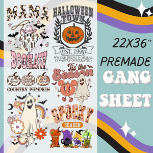 Halloween Pre-Made Gang Sheet - 8 Full-Size Transfers for Shirts