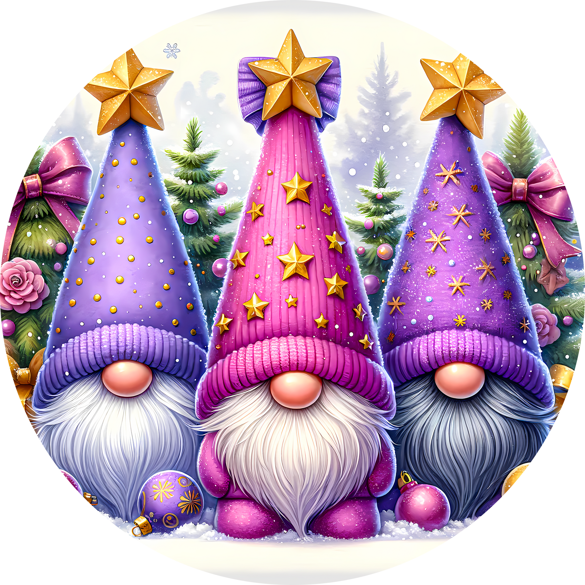 3" Ornament UV DTF Decal - Purple Gnomes