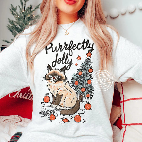 DTF Full Color TShirt Transfer - Purrfectly Jolly
