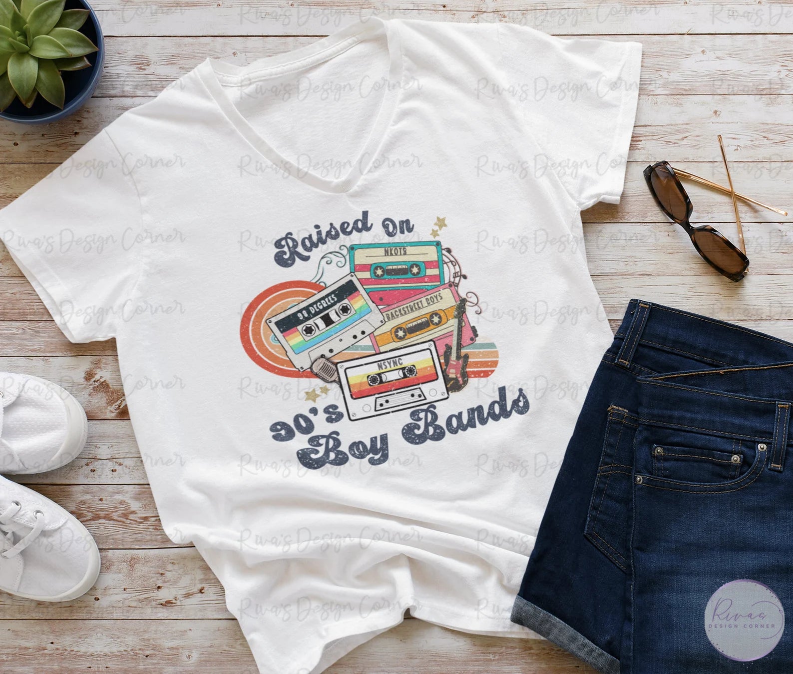 DTF Full Color TShirt Transfer - Raised On 90s Boy Bands Tapes