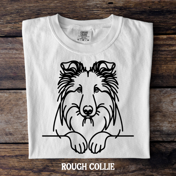 DTF Full Color TShirt Transfer - Simple Sketch Dog - You Choose Color & Breed!