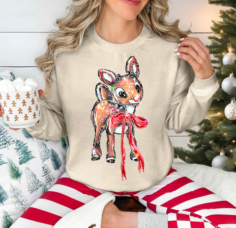 DTF Full Color TShirt Transfer - Cute Rudolph