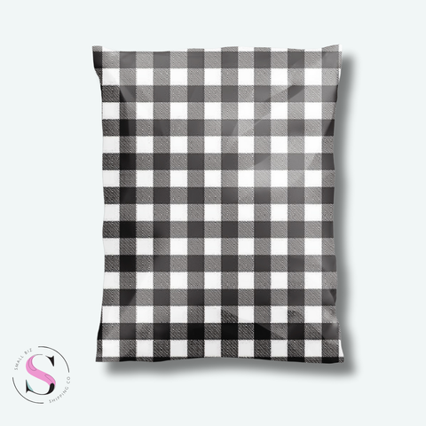 10x13" Poly Mailer - White and Black Buffalo Plaid