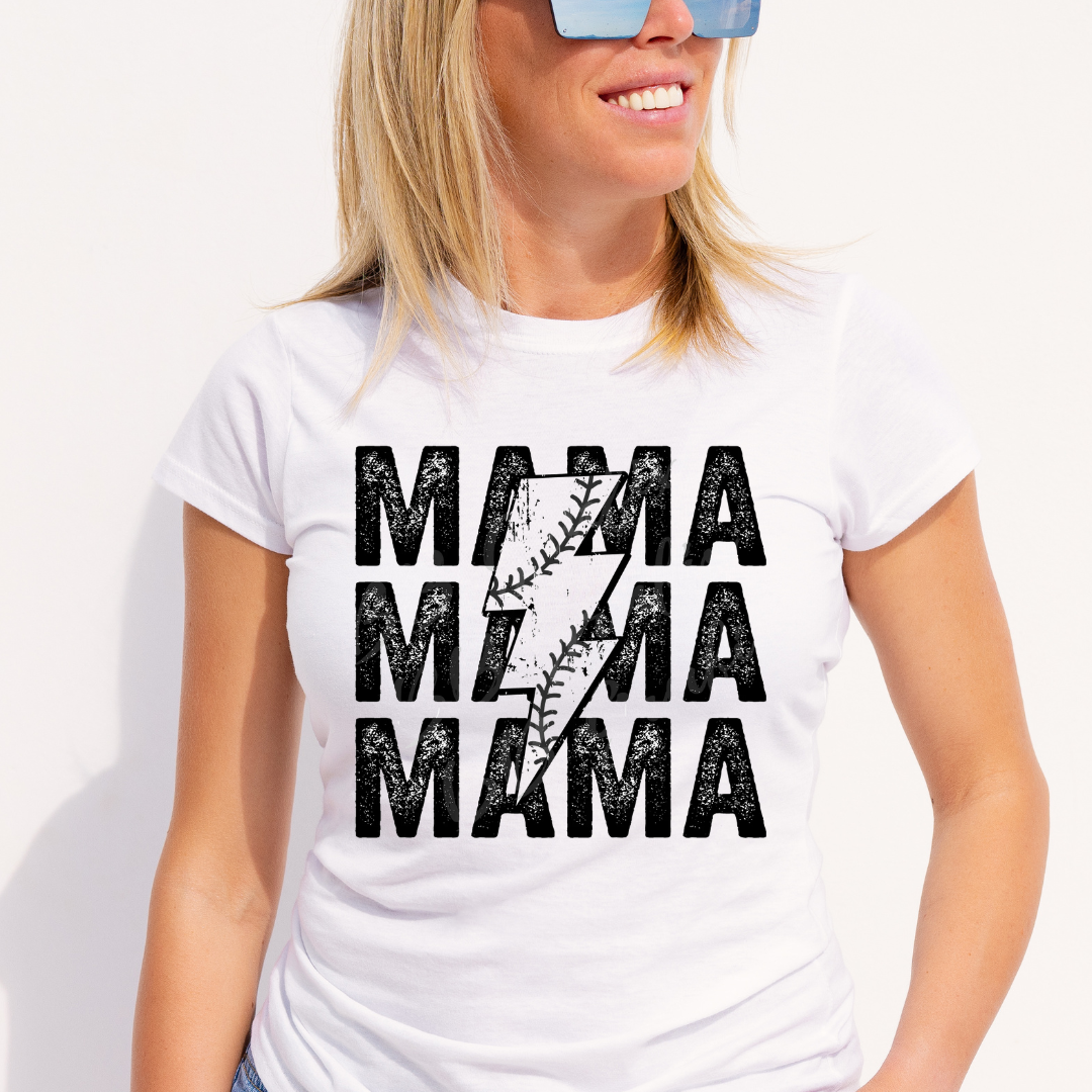 Baseball Mama Lightning - Screen Print Transfer