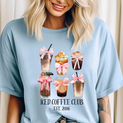 Iced Coffee Club (Bows) - DTF Full Color TShirt Transfer