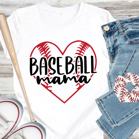 Baseball Mama Heart - DTF Full Color TShirt Transfer