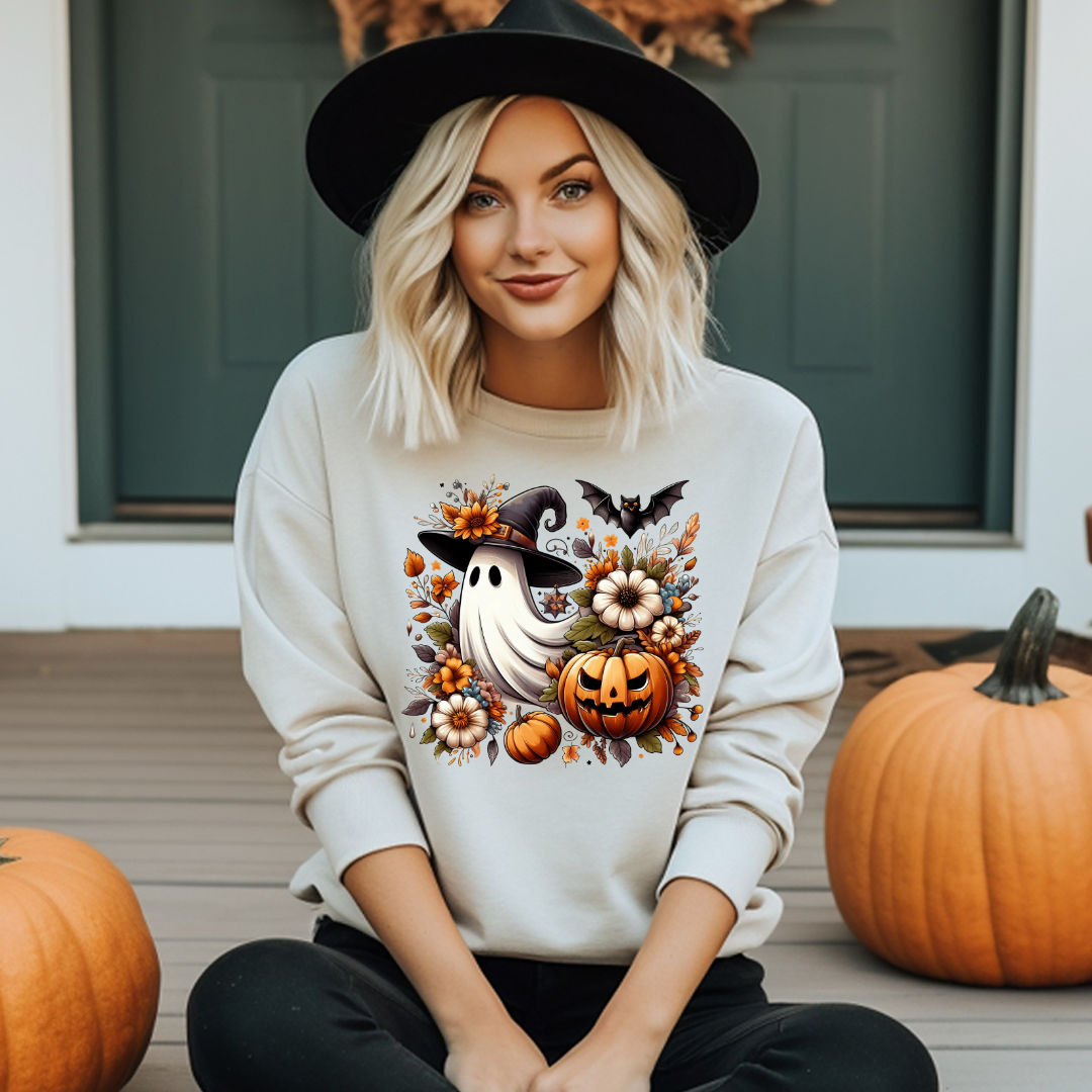 Spooky Pumpkin Ghost - DTF Full Color Tshirt Transfer