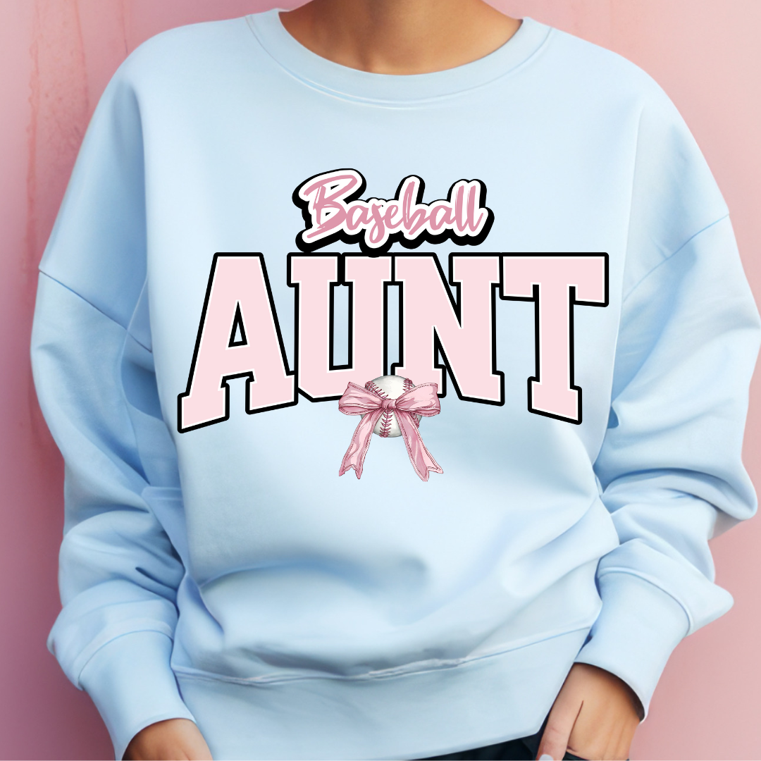 Baseball Aunt Bow - DTF Full Color Tshirt Transfer